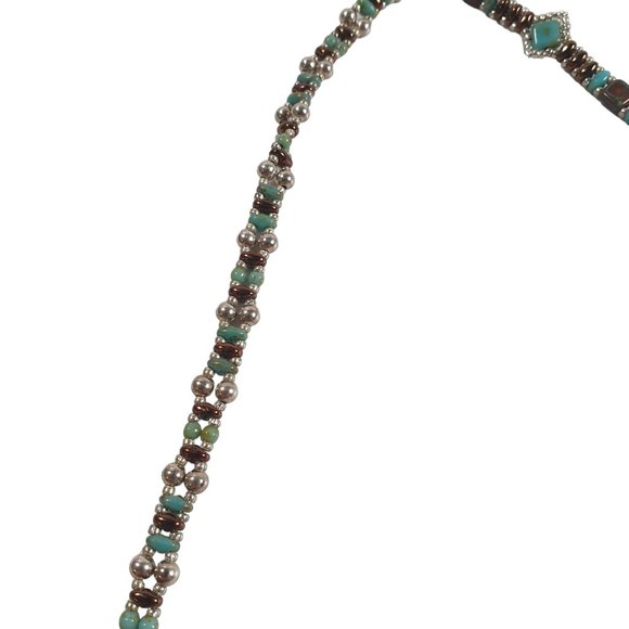 Women Boho Beaded Necklace Three Pattern Jewelry 21 Inch Length Gem Beach Core - Picture 4 of 5